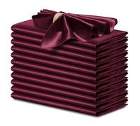 P Pothuiny 12 Pcs Square Satin Dinner Napkins Cloth, Soft Smooth Silky Burgundy Satin Napkins 17 x 17 Inches Table Napkins for Wedding Banquet Party Dinner Decoration, Thanksgiving, Christmas