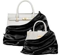 P Pothuiny 2 Pcs Satin Dust Bags for Handbags, Black Silky Dustproof Drawstring Bags Large Travel Storage Pouch for Purses Shoes Boots (23.6x19.6 inch + 15.7x19.6 inch)