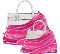 P Pothuiny 2 Pcs Satin Dust Bags for Handbags, Hot Pink Silky Dustproof Drawstring Bags Large Travel Storage Pouch for Purses Shoes Boots (23.6x19.6 inch + 15.7x19.6 inch)