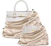 P Pothuiny 2 Pcs Satin Dust Bags for Handbags, Taupe Silky Dustproof Drawstring Bags Large Travel Storage Pouch for Purses Shoes Boots (23.6x19.6 inch + 15.7x19.6 inch)