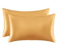 P Pothuiny 2-Piece Satin Pillowcases King Size Luxury Gold Silky Satin Pillow Cases for Hair and Skin, Wrinkle Fade Resistant, Pillow Cover with Envelope Closure