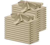 P Pothuiny 24 Pcs Silky Beige Satin Napkins 17 x 17 Inches, Square Smooth Wedding Dinner Napkins Satin Cloth Napkins Table Napkins for Banquet Party Restaurant Decor, Thanksgiving, Christmas