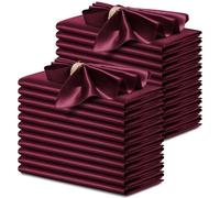 P Pothuiny 24 Pcs Silky Burgundy Satin Napkins 17 x 17 Inches, Square Smooth Wedding Dinner Napkins Satin Cloth Napkins Table Napkins for Banquet Party Restaurant Decor, Thanksgiving, Christmas