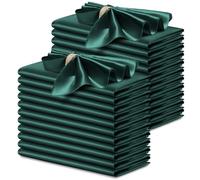 P Pothuiny 24 Pcs Silky Green Satin Napkins 17 x 17 Inches, Square Smooth Wedding Dinner Napkins Satin Cloth Napkins Table Napkins for Banquet Party Restaurant Decor, Thanksgiving, Christmas