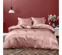 P Pothuiny 5 Pieces Satin Duvet Cover Full/Queen Size Set, Luxury Silky Like Champagne Duvet Cover Bedding Set with Zipper Closure, 1 Duvet Cover + 4 Pillow Cases (No Comforter)