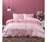 P Pothuiny 5 Pieces Satin Duvet Cover King Size Set, Luxury Silky Like Blush Pink Duvet Cover Bedding Set with Zipper Closure, 1 Duvet Cover + 4 Pillow Cases (No Comforter)