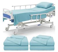 P Pothuiny 6 Piece Hospital Bed Sheet Set, Aqua Blue Brushed Microfiber