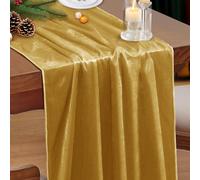 P Pothuiny Velvet Gold Table Runner 20 x 120Inch/ 10ft Long Luxurious Elegant Velvet Fabric Table Runner for Wedding Reception, Thanksgiving, Halloween, Christmas Decor