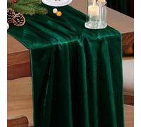 P Pothuiny Velvet Green Table Runner 20 x 120Inch/ 10ft Long Luxurious Elegant Velvet Fabric Table Runner for Wedding Reception, Thanksgiving, Halloween, Christmas Decor