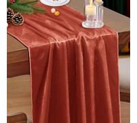 P Pothuiny Velvet Rust Orange Table Runner 20 x 120Inch/ 10ft Long Luxurious Elegant Velvet Fabric Table Runner for Wedding Reception, Thanksgiving, Halloween, Christmas Decor