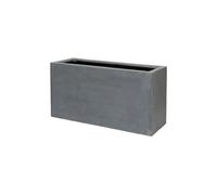 P POTTERYPOTS Jort S Fiberstone Indoor Outdoor Modern Rectangular Planter, Fiberglass Stone, Gray