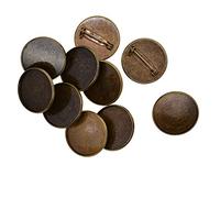 P Prettyia 10 Pieces Brooch Clasps Pin Base Blank Cabochon Trays Backs fit 25mm Round Cabochons for Badge, Corsage, Name Tags and Jewelry Craft Making - Bronze, as described