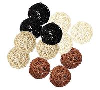 P Prettyia 12-Pack Large 50mm Wicker Rattan Balls - Decorative Balls for Bowls, Vase Filler, Coffee Table Decor, Wedding Party Decoration, 4 Assorted Colors