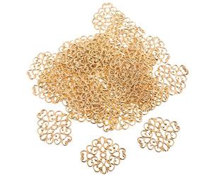 P Prettyia 50pcs/set Antique Gold Bronze Silver Filigree Wraps Alloy DIY Connectors Cardmaking Embellishments Accessories - Gold, Style 1