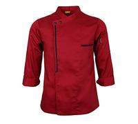 P Prettyia Chef Jacket Coat Restaurant Kitchen Catering Cook Uniform Retro Long Sleeves - Red, XL