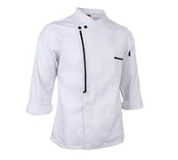 P Prettyia Chef Jacket Coat Restaurant Kitchen Catering Cook Uniform Retro Long Sleeves - White, M