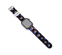 P.R. Crab Puerto.Rico Flag Silicone Watch Strap 38mm 40mm 42mm 44mm Quick Release Compatible with IWatch Series 10 9 Ultra 8 7 6 5 4 3 2 1 SE