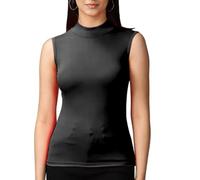 P&R Dance Wear LTD Women’s Stretchy Polo Turtle Neck Sleeveless Casual Wear Top Pull-on Style (Black, S-M)