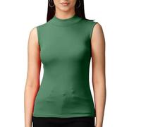 P&R Dance Wear LTD Women’s Stretchy Polo Turtle Neck Sleeveless Casual Wear Top Pull-on Style (Bottle Green, S-M)