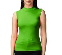 P&R Dance Wear LTD Women’s Stretchy Polo Turtle Neck Sleeveless Casual Wear Top Pull-on Style (Jet Green, S-M)