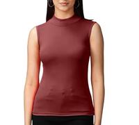 P&R Dance Wear LTD Women’s Stretchy Polo Turtle Neck Sleeveless Casual Wear Top Pull-on Style (Wine, M-L)