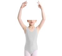 P&R DANCEWEAR Girls Sleeveless Leotard Shiny Nylon - Comfortable Fit - Performance Wear - Dance Class Essential - Ballet Gymnastics, Dance, School, Sportswear White 13-14 Years