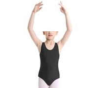 P&R DANCEWEAR Girls Sleeveless Leotard Shiny Nylon - Comfortable Fit - Performance Wear - Dance Class Essential - Ballet Gymnastics, Dance, School, Sportswear Black 9-10 Years