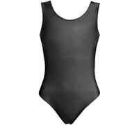 P&R DANCEWEAR Girls Sleeveless Leotard Shiny Nylon - Comfortable Fit - Performance Wear - Dance Class Essential - Ballet Gymnastics, Dance, School, Sportswear Black 11-12 Years