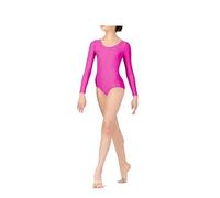 P&R DANCEWEAR LTD Girls Long Sleeve Leotard - Shiny Nylon - Comfortable Fit - Performance Wear - Dance Class Essential - Ballet Gymnastics, Dance, School, Sportswear Hot pink 11-12 years
