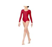 P&R DANCEWEAR LTD Girls Long Sleeve Leotard - Shiny Nylon - Comfortable Fit - Performance Wear - Dance Class Essential - Ballet Gymnastics, Dance, School, Sportswear Red 11-12 years