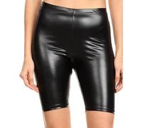 P&R DANCEWEAR LTD Ladies and Childrens Shiny Metallic Cycling Shorts, Dance, Gymnastics, Versatile Wear (Black, S-M)