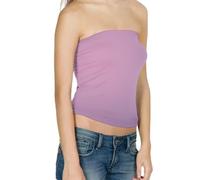 P&R DANCEWEAR LTD New Womens Ladies Vest Strapless Ruched Sleeveless Boob Tube Basic Stretch Bandeau Tank Top Long Seamless Crop Tops for Women Girls Baby pink 20-22