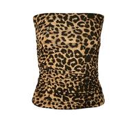 P&R DANCEWEAR LTD New Womens Vest Strapless Ruched Sleeveless Boob Tube Basic Stretch Bandeau Tank Top Seamless Crop(Brown Leopard,16-18)