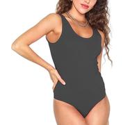 P&R DANCEWEAR LTD Women’s Ladies Sleeveless Racer Back Stretch Bodysuit Leotard Vest Top Dark grey M-L