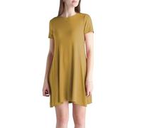 P&R DANCEWEAR LTD Women’s Plain Jersey Short Sleeve Ladies Party Swing Skater Dress Mustard M-L
