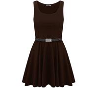 P&R DANCEWEAR LTD Women’s Skater Dress - Elegant Plain Franki Flared Design, Versatile Fit & Flare Style (No Belt)(Chocolate, S-M)