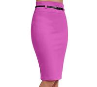 P&R DANCEWEAR LTD Women's Basic Solid Knee-Length Work Office Pencil Skirts - Professional, Stylish, and Versatile Attire Perfect for Business and Office environments (Hot Pink, S-M)