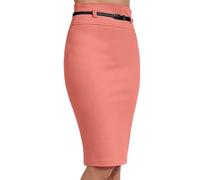 P&R DANCEWEAR LTD Women's Basic Solid Knee-Length Work Office Pencil Skirts - Professional, Stylish, and Versatile Attire Perfect for Business and Office environments (Coral, S-M)
