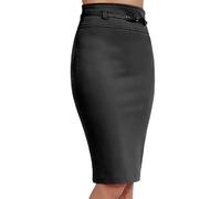 P&R DANCEWEAR LTD Women's Basic Solid Knee-Length Work Office Pencil Skirts- Professional, Stylish, and Versatile Attire Perfect for Business and Office environments (Black, M-L)