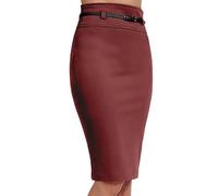 P&R DANCEWEAR LTD Women's Basic Solid Knee-Length Work Office Pencil Skirts- Professional, Stylish, and Versatile Attire Perfect for Business and Office environments (Wine, M-L)