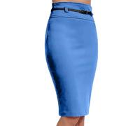 P&R DANCEWEAR LTD Women's Basic Solid Knee-Length Work Office Pencil Skirts - Professional, Stylish, and Versatile Attire Perfect for Business and Office environments (Royal Blue, M-L)