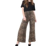 P&R DANCEWEAR LTD Womens Flared/Palazzo Wide Leg Elasticated Stretch Plus Size Trousers - Multi Purpose - Casual Ware/Party Wear Leopard 20-22