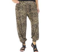 P&R DANCEWEAR LTD Women's Harem Pants - Printed Styles | Full-Length, Stretchy, Ankle Cuff Trousers for Dance, Yoga & Everyday Wear(Leopard, S-M)