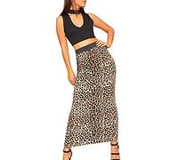P&R DANCEWEAR LTD Women's Leopard Print Maxi Skirt - Viscose, High Waist, Stretch Fit, Pull-On Style (Leopard, 12-14)