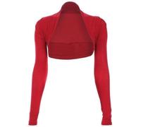 P&R DANCEWEAR LTD Women's Plain Bolero - Ruched Long Sleeve, Open Front, Cropped Cardigan Jacket | Stylish Look(8-10, Red)