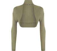P&R DANCEWEAR LTD Women's Plain Bolero - Ruched Long Sleeve, Open Front, Cropped Cardigan Jacket | Stylish Look(12-14, Khaki)