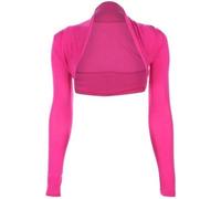 P&R DANCEWEAR LTD Women's Plain Bolero - Ruched Long Sleeve, Open Front, Cropped Cardigan Jacket | Stylish Look(12-14, Cerise)