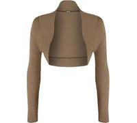 P&R DANCEWEAR LTD Women's Plain Bolero - Ruched Long Sleeve, Open Front, Cropped Cardigan Jacket | Stylish Look(12-14, Mocha)