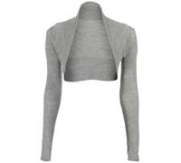 P&R DANCEWEAR LTD Women's Plain Bolero - Ruched Long Sleeve, Open Front, Cropped Cardigan Jacket | Stylish Look(12-14, Dark Grey)