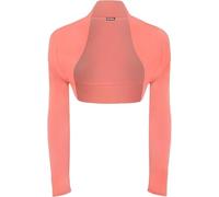 P&R DANCEWEAR LTD Women's Plain Bolero - Ruched Long Sleeve, Open Front, Cropped Cardigan Jacket | Stylish Look(8-10, Coral)